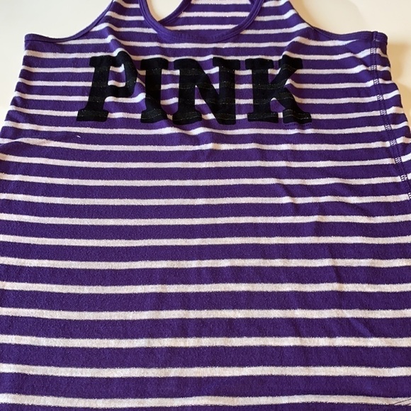 Purple Striped Tank Top PINK size small racerback cotton - Picture 5 of 7